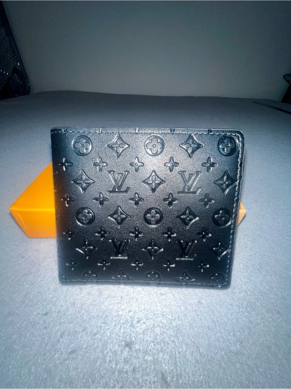 Louis Vuitton Black Embossed Monogram Men's Bi-Fold Wallet